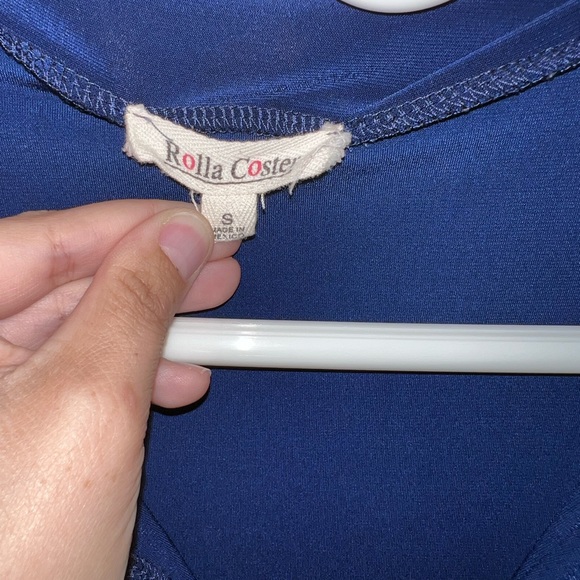 NWOT ROLLA COSTER NAVY BUTTON DOWN COLLARED DRESS WITH TIE SIZE SMALL - Picture 3 of 4